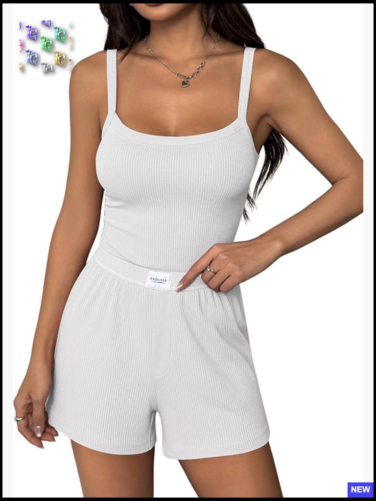 Sleeveless Knit Pajama Set Chic Lounge Wear Casual Summer Cami Tank Shorts